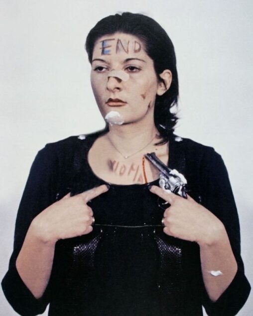 Marina Abramović during Rhythm 0